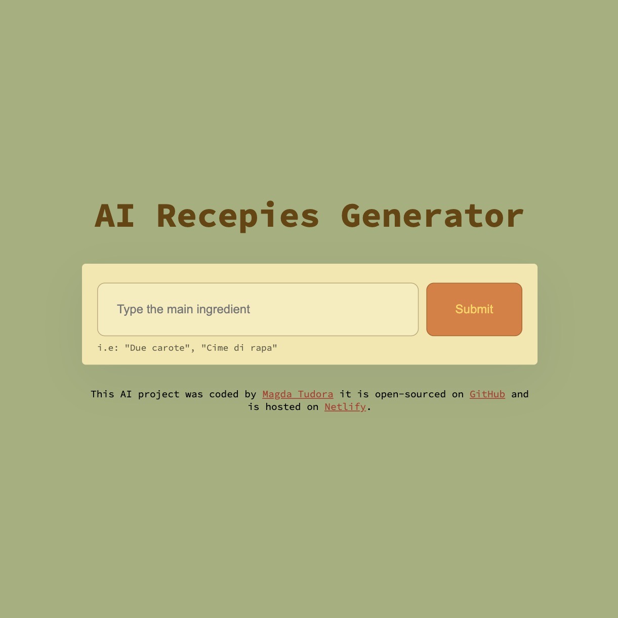 AI recepie generator